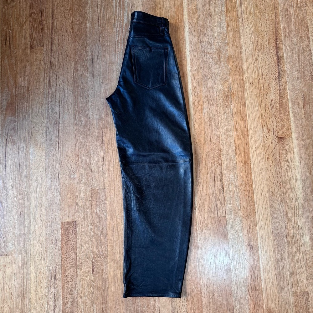 FRAME Denim Black Leather The Bubble High-Waist Luxury Designer NWT Size 25 - Picture 6 of 13
